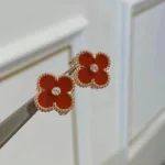 [Eternal Jewelry]CLOVER MEDIUM 1 MOTIFS CARNELIAN  DIAMOND earrings - 图片 2
