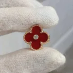[Eternal Jewelry]CLOVER MEDIUM 1 MOTIFS CARNELIAN  DIAMOND earrings - 图片 3