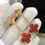 [Eternal Jewelry]CLOVER 2 MOTIF  LASER CARNELIAN EARRINGS - 图片 4