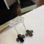 [Eternal Jewelry]CLOVER 2 MOTIFS  DIAMOND ONYX EARRINGS SILVER - 图片 10