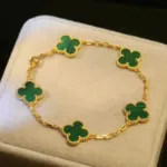 [Eternal Jewelry]CLOVER 5 MOTIFS MALACHITE BRACELET - 图片 5