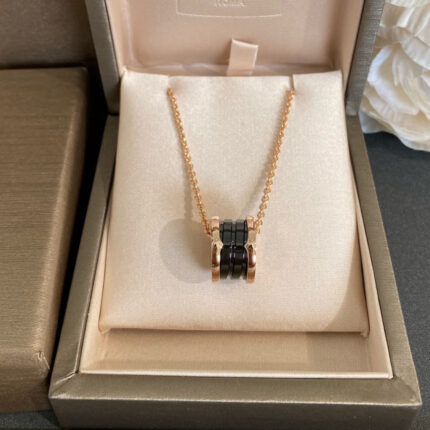 [Eternal Jewelry]ZERO 1 BLACK CERAMIC PINK GOLD NECKLACE