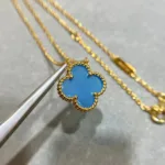 [Eternal Jewelry]CLOVER 15MM BLUE AGATE NECKLACE - 图片 4