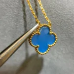 [Eternal Jewelry]CLOVER 15MM BLUE AGATE NECKLACE - 图片 6