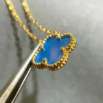 [Eternal Jewelry]CLOVER 15MM BLUE AGATE NECKLACE - 图片 7