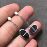 [Eternal Jewelry]CHAINE VERSO BLACK CERAMIC SILVER EARRINGS