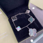 [Eternal Jewelry]CLOVER 5 MOTIFS SIVLER DARK MOP BRACELET - 图片 3