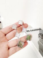 [Eternal Jewelry]CLOVER 3 MOTIFS CHALCEDONY DARK MOP SILVER EARRINGS - 图片 8