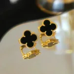 [Eternal Jewelry]CLOVER MEDIUM 1 MOTIFS  ONYX STUD EARRINGS - 图片 3