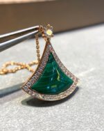 [Eternal Jewelry]DREAM MALACHITE DIAMOND PAVED PINK GOLD NECKLACE - 图片 3