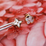 [Eternal Jewelry]STAR AND SUN PINK GOLD MOP STUD EARRINGS - 图片 6