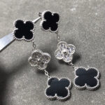 [Eternal Jewelry]CLOVER 3 MOTIF DIAMOND ONYX SILVER EARRINGS - 图片 3