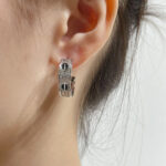 [Eternal Jewelry]LOVE CERAMIC DIAMOND PAVED SILVER EARRINGS - 图片 3