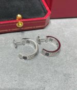 [Eternal Jewelry]LOVE CERAMIC DIAMOND PAVED SILVER EARRINGS - 图片 8
