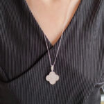 [Eternal Jewelry]CLOVER 25MM LARGE PEDANT DIAMOND PAVED LONG NECKLACE - 图片 2