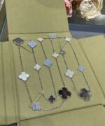 [Eternal Jewelry]CLOVER 16 MOTIF CHALCEDONY MOP SILVER NECKLACE - 图片 5