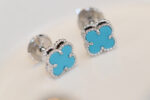 [Eternal Jewelry]CLOVER MINI TURQUOISE SILVER STUD EARRINGS - 图片 4