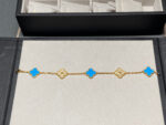 [Eternal Jewelry]CLOVER 5 MOTIF BLUE CHALCEDONY DIAMOND GOLD BRACELET - 图片 9