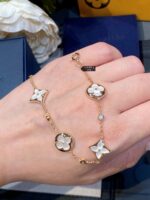 [Eternal Jewelry]STAR AND SUN 4 MOTIF WHITE MOP PINK GOLD BRACELET - 图片 8