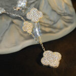 [Eternal Jewelry]CLOVER BRACELET 5 MOTIF SILVER DIAMOND PAVED - 图片 4