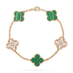[Eternal Jewelry]CLOVER  5 MOTIF MALACHITE DIAMOND BRACELET - 图片 2