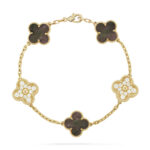 [Eternal Jewelry]CLOVER 5 MOTIF GRAY MOP DIAMOND BRACELET