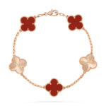 [Eternal Jewelry]CLOVER  5 MOTIFS CARNELIAN GOLD BRACELET - 图片 2