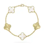 [Eternal Jewelry]CLOVER BRACELET 5 MOTIF WHITE MOP PINK GOLD - 图片 2