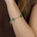 [Eternal Jewelry]CLOVER 5 MOTIFS MALACHITE BRACELET - 图片 3