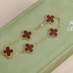 [Eternal Jewelry]CLOVER 5 MOTIFS RED AGATE  BRACELET - 图片 3