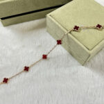 [Eternal Jewelry]CLOVER 6 MOTIF RED AGATE BRACELET - 图片 5