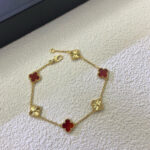 [Eternal Jewelry]CLOVER 6 MOTIF RED AGATE LASER BRACELET - 图片 3