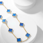 [Eternal Jewelry]CLOVER 10 MOTIFS BLUE AGATE NECKLACE - 图片 4