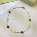 [Eternal Jewelry]CLOVER 10 MOTIFS  PURPLE VIOLET DIAMOND NECKLACE - 图片 3