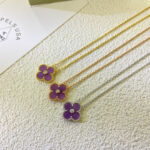 [Eternal Jewelry]CLOVER 15MM DIAMOND  PURPLE VIOLET NECKLACE - 图片 2