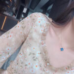 [Eternal Jewelry]CLOVER 15MM DIAMOND AND BLUE AGATE NECKLACE - 图片 8