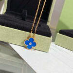 [Eternal Jewelry]CLOVER 15MM DIAMOND AND BLUE AGATE NECKLACE - 图片 2