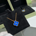 [Eternal Jewelry]CLOVER 15MM DIAMOND AND BLUE AGATE NECKLACE - 图片 6