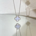 [Eternal Jewelry]CLOVER 15MM BLUE CHALCEDONY NECKLACE SILVER - 图片 3
