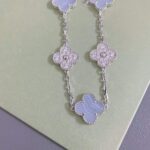[Eternal Jewelry]CLOVER  5 MOTIF DIAMOND PURPLE CHALCEDONY BRACELET SILVER - 图片 5