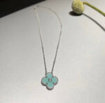 [Eternal Jewelry]CLOVER 1 DIAMOND LIGHT BLUE SILVER NECKLACE - 图片 7