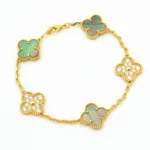 [Eternal Jewelry]CLOVER 5 MOTIF GRAY MOP DIAMOND BRACELET - 图片 3
