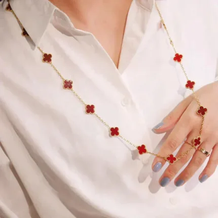 [Eternal Jewelry]CLOVER 20 MOTIFS CARNELIAN NECKLACE