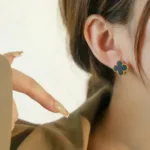 [Eternal Jewelry]CLOVER MEDIUM 1 MOTIFS  ONYX STUD EARRINGS - 图片 5