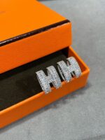 [Eternal Jewelry]H STUD EARRINGS WITH SILVER DIAMONDS - 图片 6