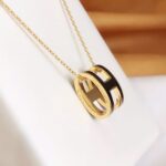 [Eternal Jewelry]HM CLIC BLACK ENAMEL GOLD NECKLACE - 图片 2