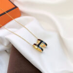[Eternal Jewelry]HM CLIC BLACK ENAMEL GOLD NECKLACE - 图片 8
