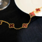 [Eternal Jewelry]CLOVER 5 MOTIFS RED AGATE  BRACELET - 图片 4