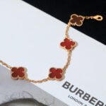 [Eternal Jewelry]CLOVER 5 MOTIFS RED AGATE  BRACELET - 图片 5