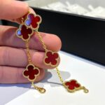 [Eternal Jewelry]CLOVER 5 MOTIFS RED AGATE  BRACELET - 图片 9